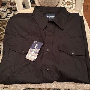 NWT Wrangler Shirt Men Sz XL Black Western Short Sleeve Cowboy Pearl Snap Button